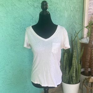 Universal thread v neck plain white pocket tee